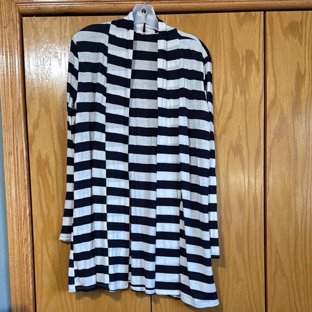 Striped Navy and White Cardigan